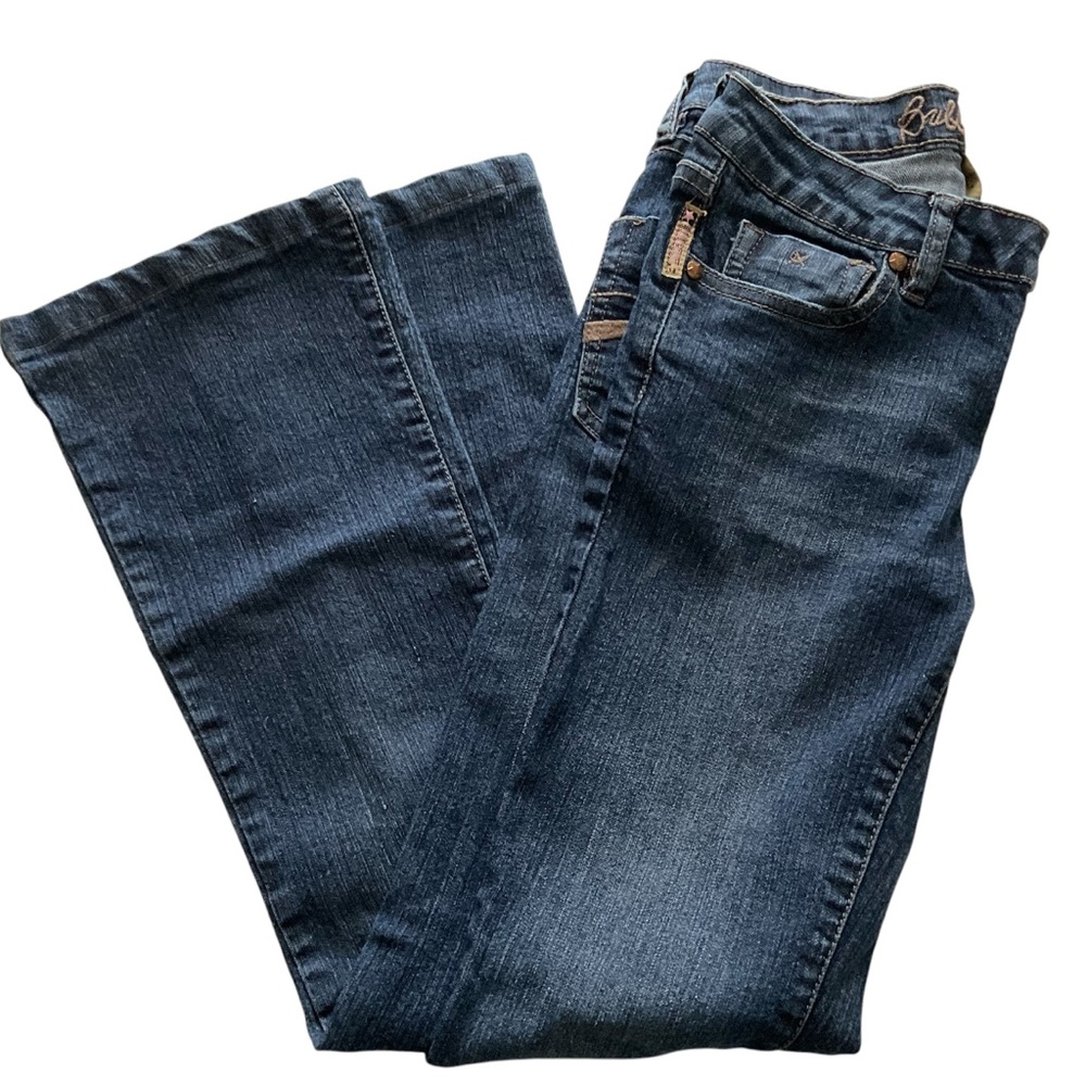 BUBBLEGUM USA Jeans Blue Denim Embroidered Flare Juniors Size 5 6